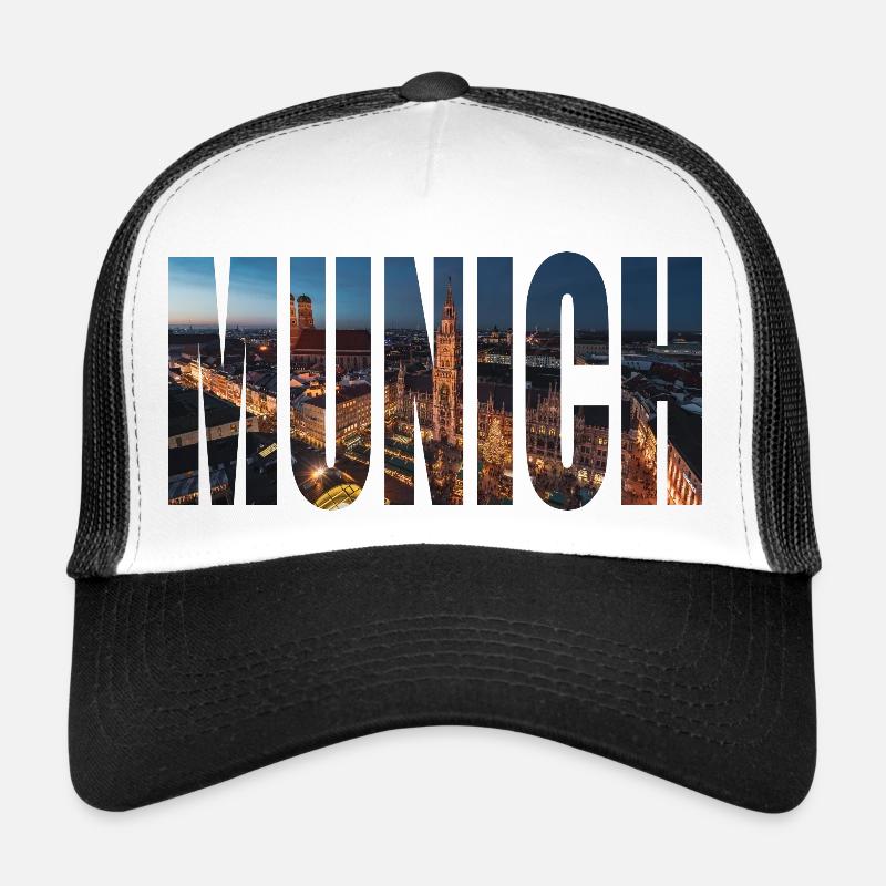 MUNICH SKYLINE NIGHT München - Trucker Cap - Weiß/Schwarz