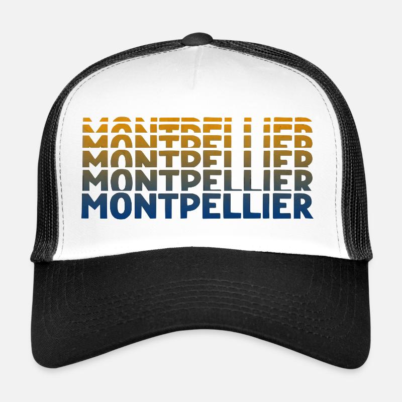 Montpellier Gradient Wortkunst - Trucker Cap - Weiß/Schwarz