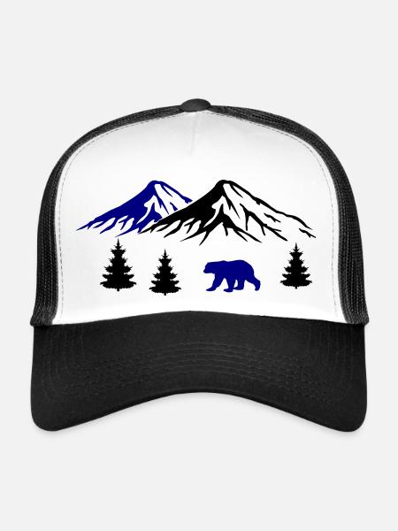 mountains, bear, nature - Trucker Cap - white/black - Front