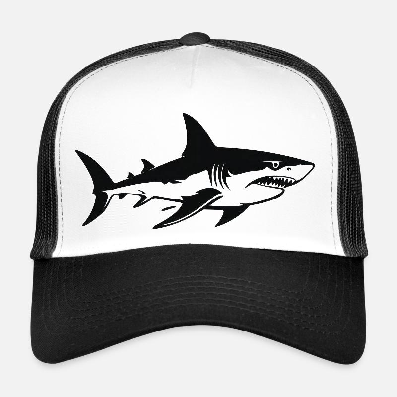Silhouette de requin Hai - Casquette trucker  - blanc/noir