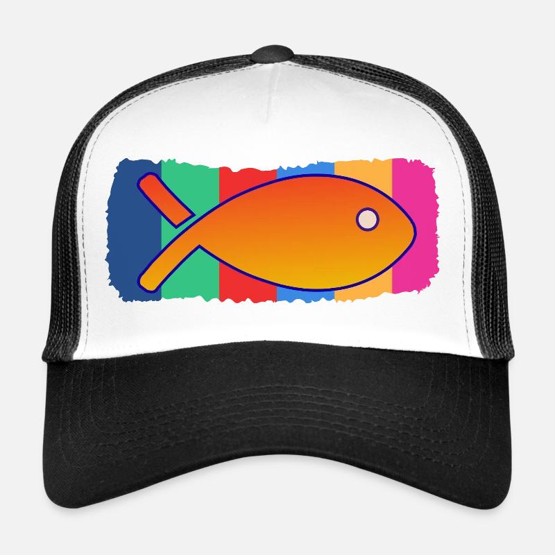 POISSON. SARDINE. POISSON. POISSON D'AVRIL. MER - Casquette trucker  - blanc/noir