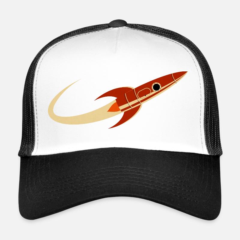 Red Space Rocket Trucker Cap