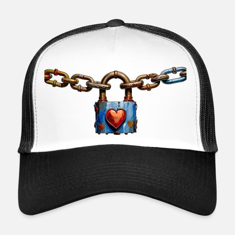 Liebesschloss mit Herz - Trucker Cap - Weiß/Schwarz