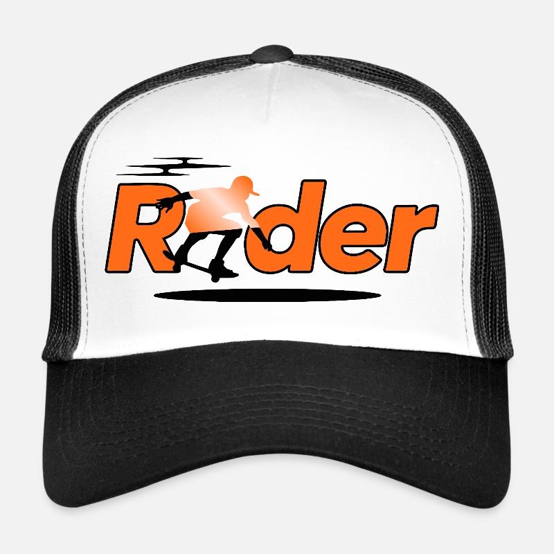 Rider Silhouette on Orange Trucker Cap