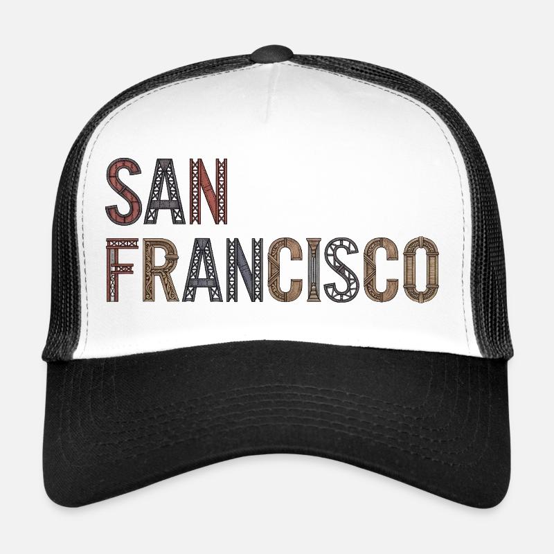 San Francisco Typography with Urban Architecture Trucker Cap