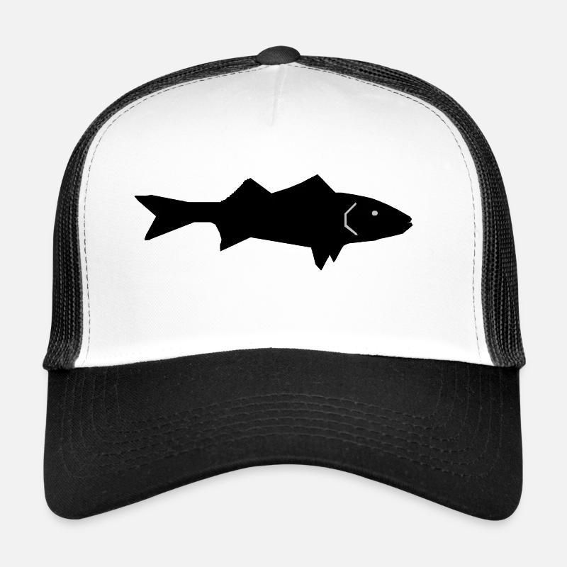 poisson - Casquette trucker  - blanc/noir