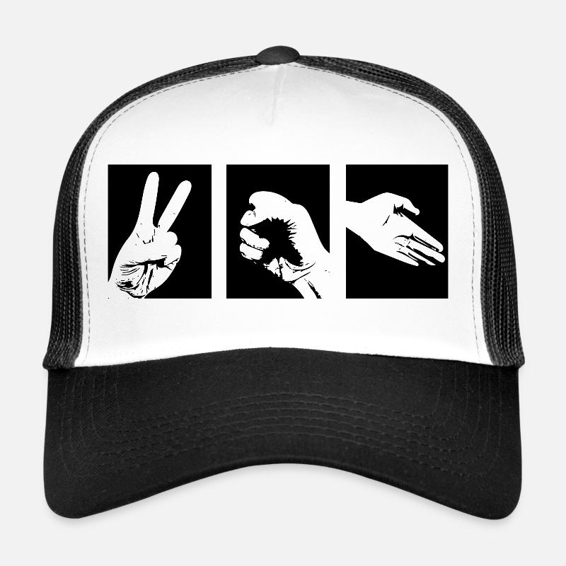 Ciseaux Pierre Papier - Casquette trucker  - blanc/noir