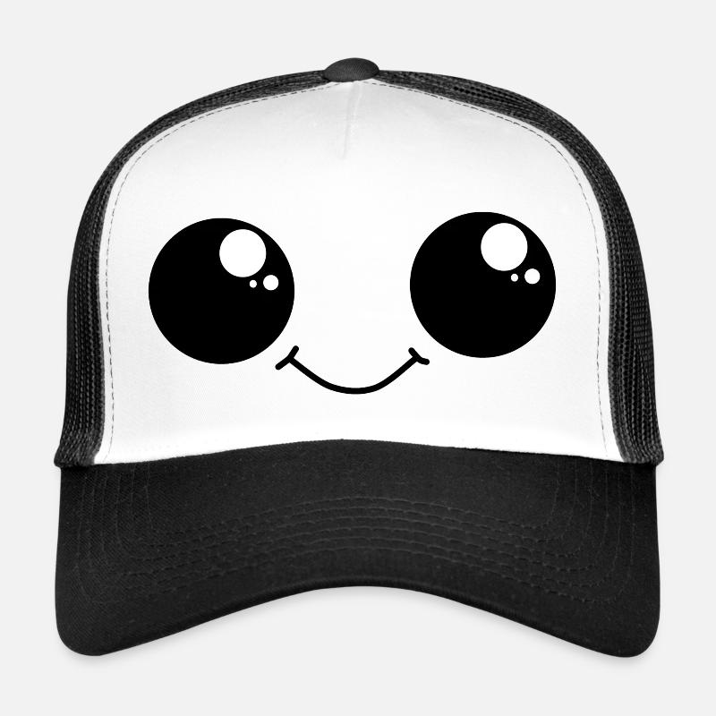 Cute Smiley with big eyes - Trucker Cap - Weiß/Schwarz