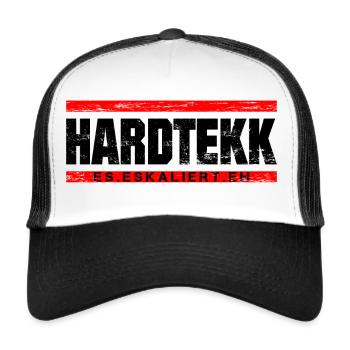Techno - Techno music - Hardtekk - Rave - Trucker Cap - Weiß/Schwarz - Vorne