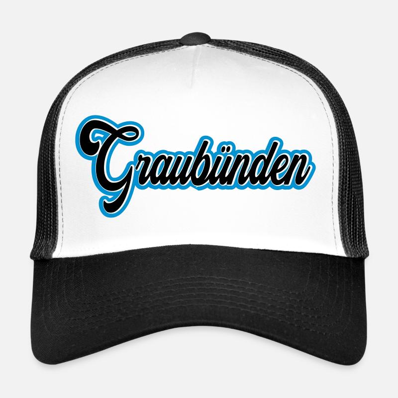 Graubünden Script mit Blau Outline Trucker Cap
