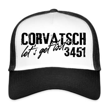 Piz Corvatsch Bernina Silvaplana Engadin - Trucker Cap - Weiß/Schwarz - Vorne