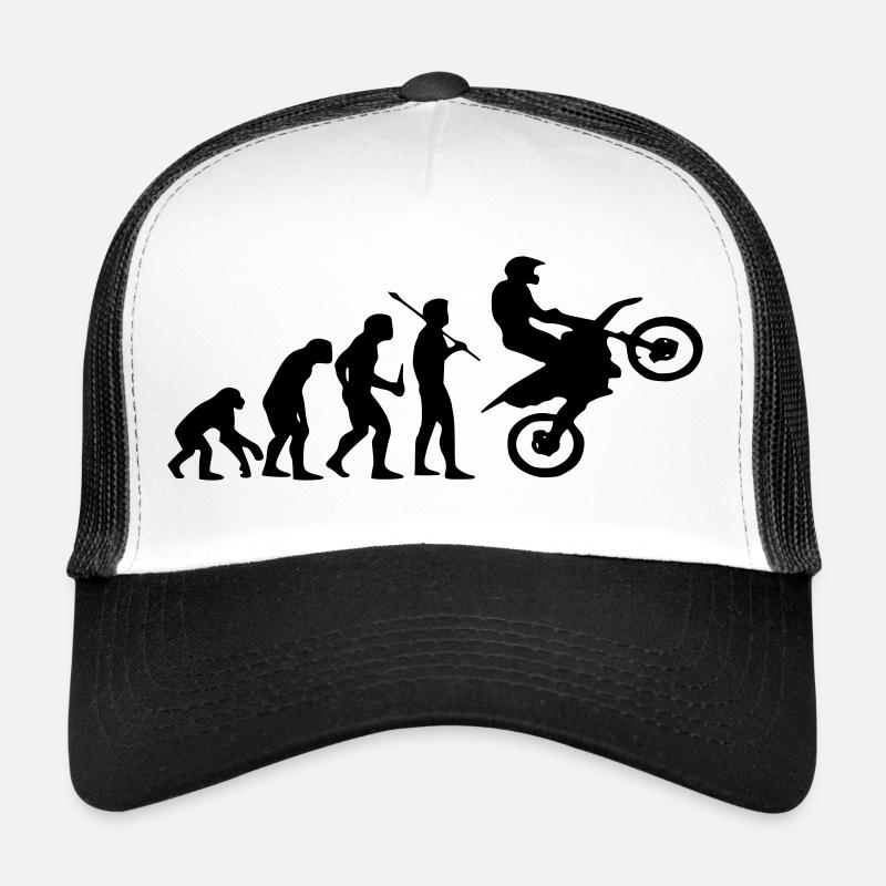 Evolution Affe zu Motocross - Trucker Cap - Weiß/Schwarz
