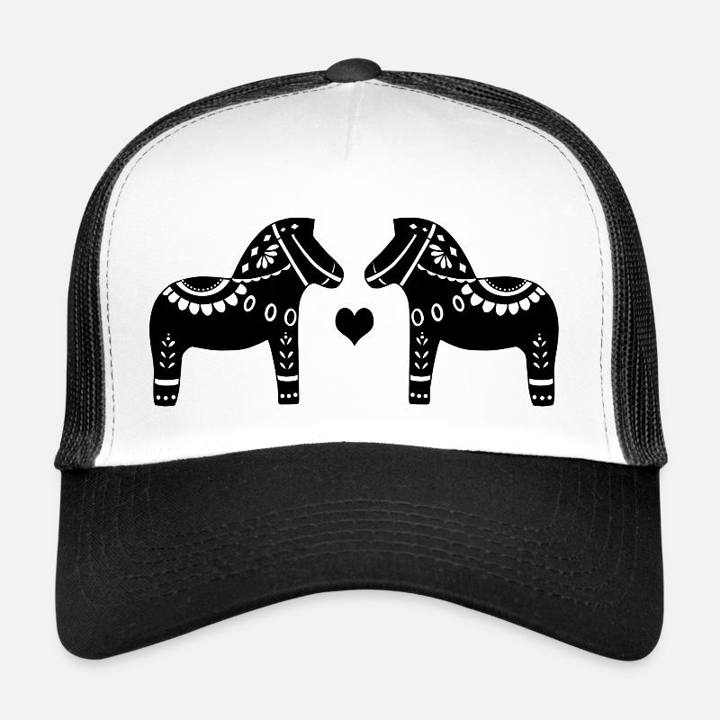 Swedish dala horses - Trucker Cap - Weiß/Schwarz