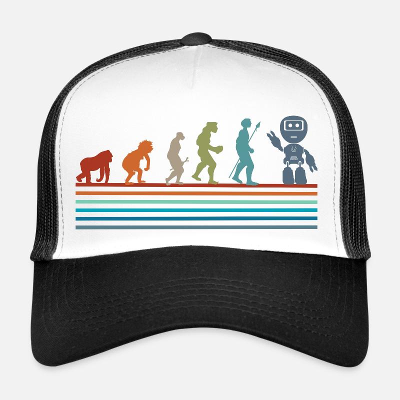 Évolution rétro vintage robot - Casquette trucker  - blanc/noir