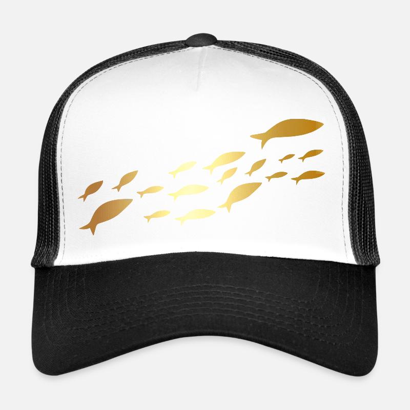 poisson sardine doré - Casquette trucker - blanc/noir