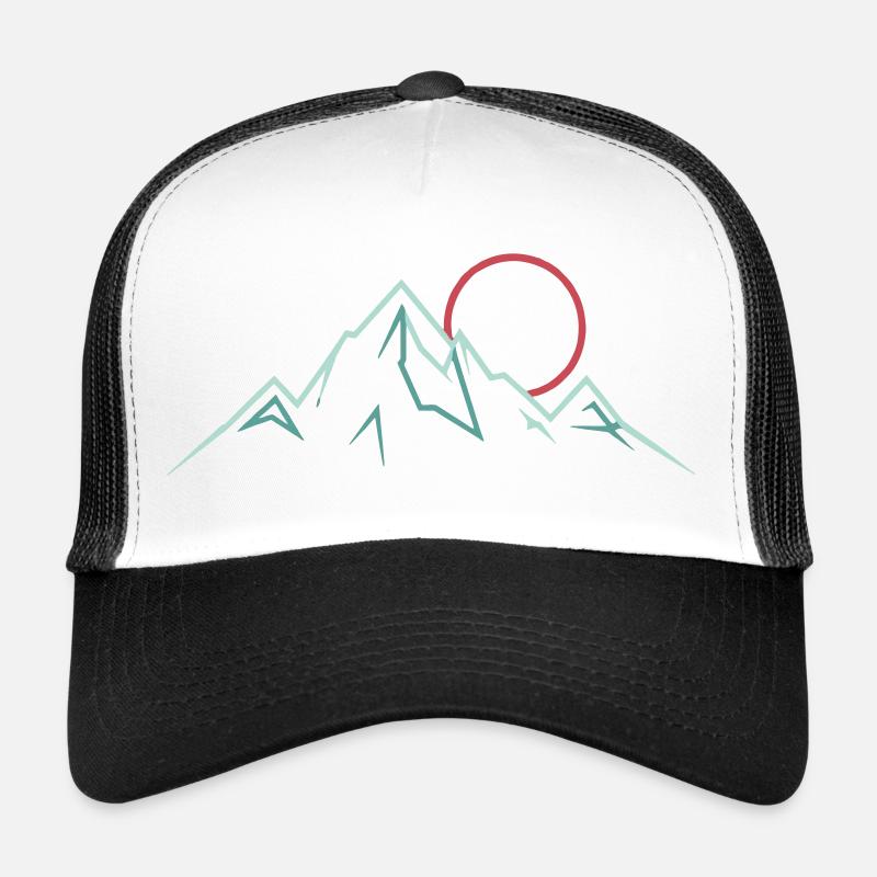 Chaîne de montagnes minimaliste avec soleil levant Casquette trucker 