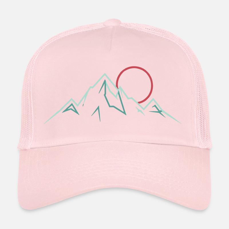Minimalist Mountain Range with Rising Sun Trucker Cap
