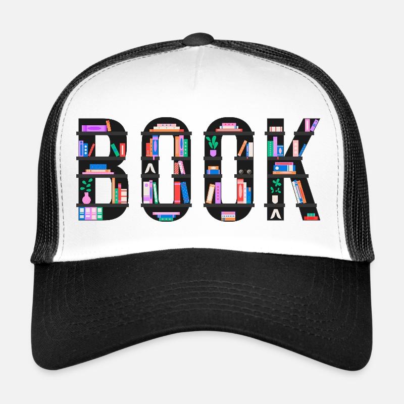 Dinkelbuch mit Bücherregalen, Lesen und Literat - Trucker Cap - Weiß/Schwarz
