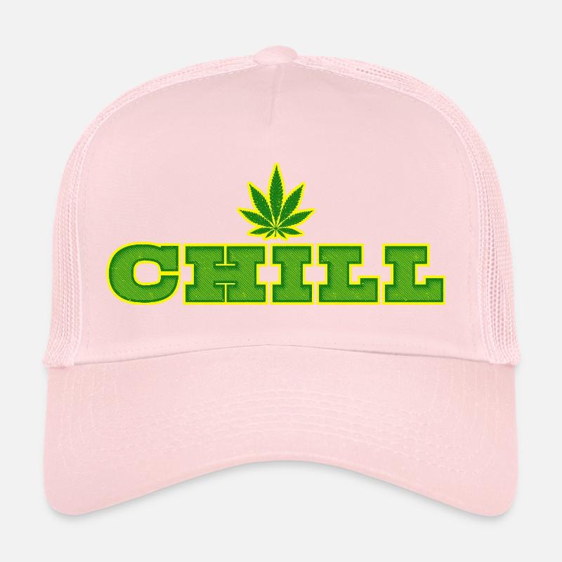 Feuille de cannabis et conception de la typographie Chill Casquette trucker 