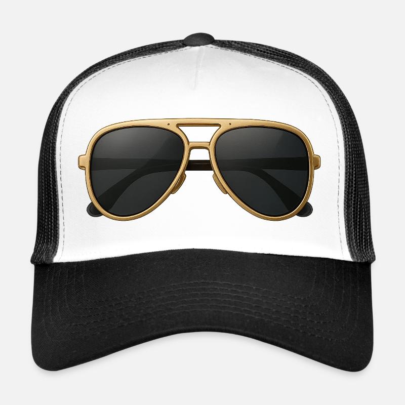 Lunettes aviateur dorées au design rétro Casquette trucker 