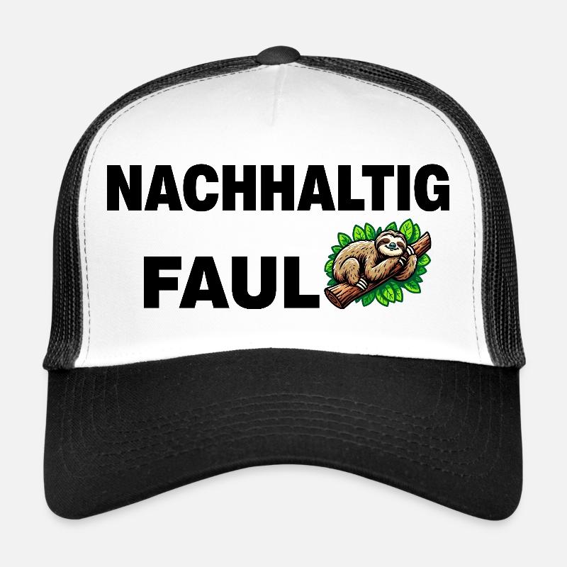 Cozy sloth print on nature background - Trucker Cap - white/black