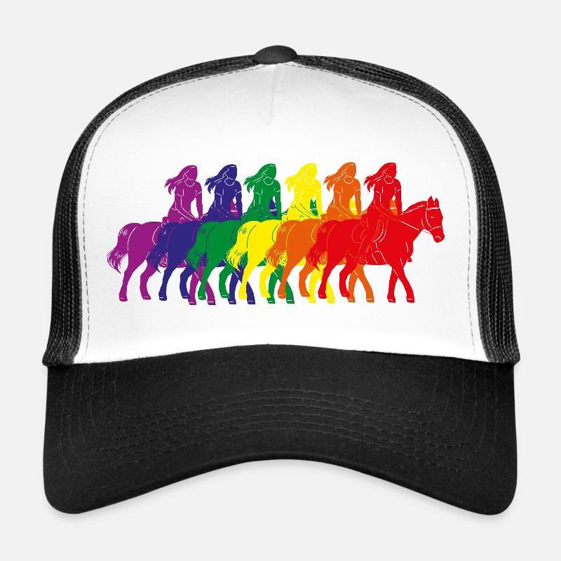 Silhouette de cavalier arc-en-ciel Casquette trucker 