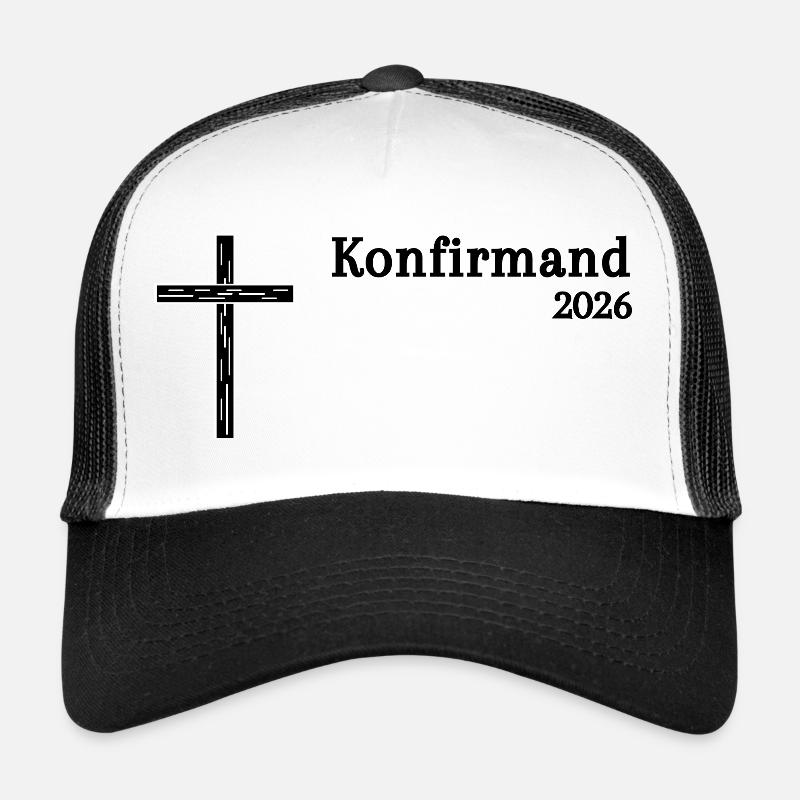 Confirmation 2026 Confirmation Croix en bois simple Casquette trucker 