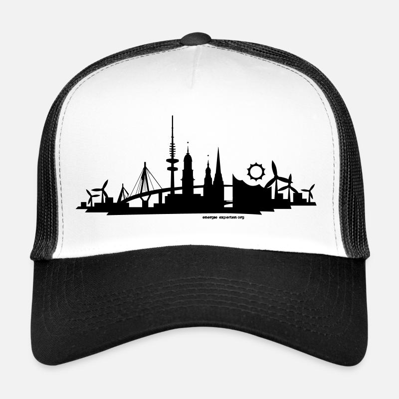 Skyline "Hamburg" - Trucker Cap - Weiß/Schwarz
