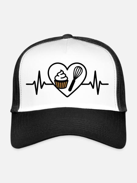 Pâtisserie Coeur Fouet Dessert Sucré - Casquette trucker  - blanc/noir - Devant