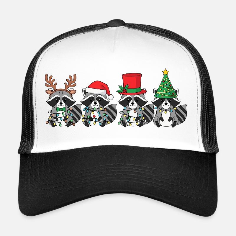 Waschbär Weihnachtsmann Weihnachtsbeleuchtung - Trucker Cap - Weiß/Schwarz