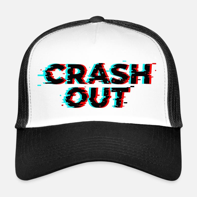 Crash Out – Glitch-Stil Schwarz Rot Cyan Trucker Cap