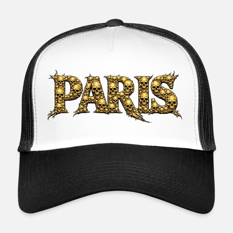 PARIS Schädel-Schrift Trucker Cap