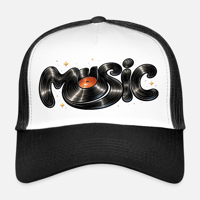 Music font from vinyl record Trucker Cap