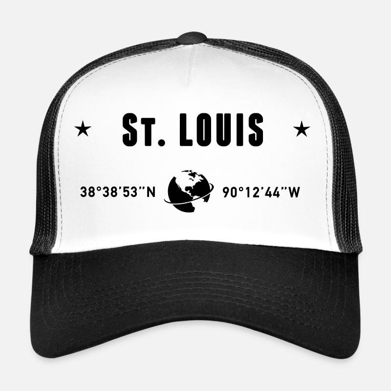 St Louis Missouri Coordinates Planet Earth Trucker Cap