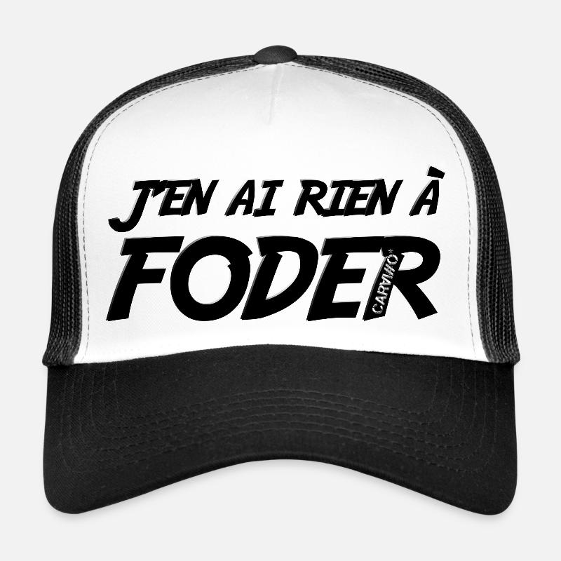 J'en ai rien a foder Noir - Casquette trucker - blanc/noir