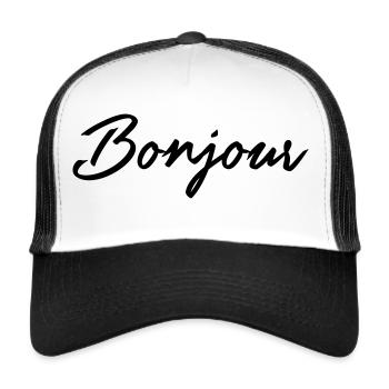 Hello, Bonjour and hello typography design - Trucker Cap - white/black - Front