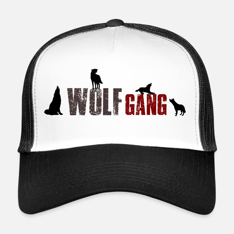 Wolfgang- Wolf Gang 2 Name oder Tiergruppe? - Trucker Cap - Weiß/Schwarz