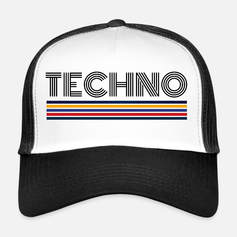 Techno Music Retro Techno T-Shirt Gift - Trucker Cap - white/black