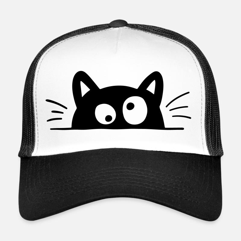 Neugierige Katze - Trucker Cap - Weiß/Schwarz