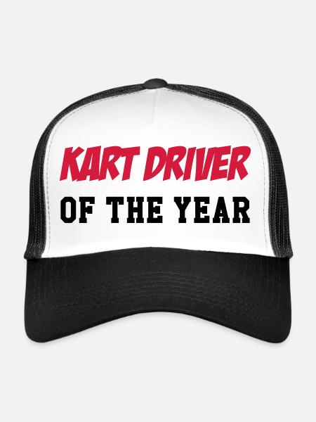 Karting / Kart / Pilote / Voiture - Casquette trucker  - blanc/noir - Devant