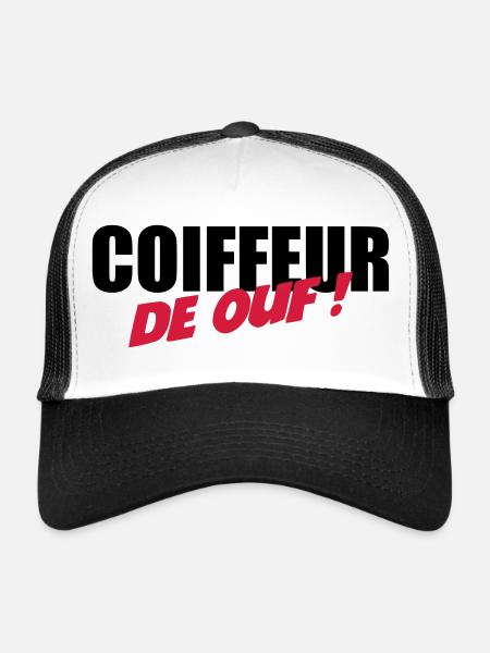 Coiffure / Coiffeur / Coiffeuse / Mode / Cheveux - Casquette trucker  - blanc/noir - Devant