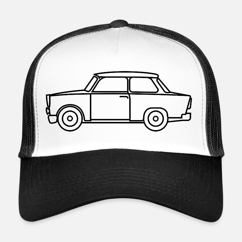 trabi symbol ddr osten oldtimer outlines Logo - Trucker Cap - Weiß/Schwarz