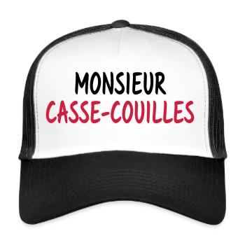Monsieur casse couilles - Casquette trucker  - blanc/noir - Devant