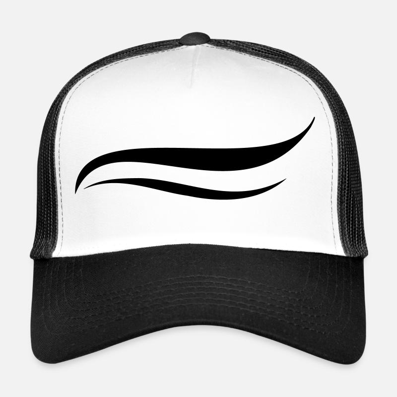 Décor de lignes courbes - Casquette trucker  - blanc/noir