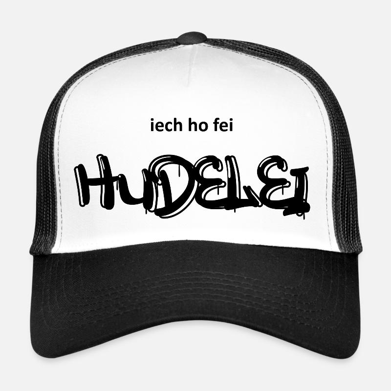 iech ho fei Hudelei - schwarz - Trucker Cap - Weiß/Schwarz
