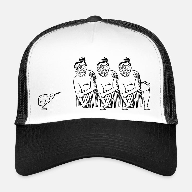 Maori mit Kiwi - Trucker Cap - Weiß/Schwarz