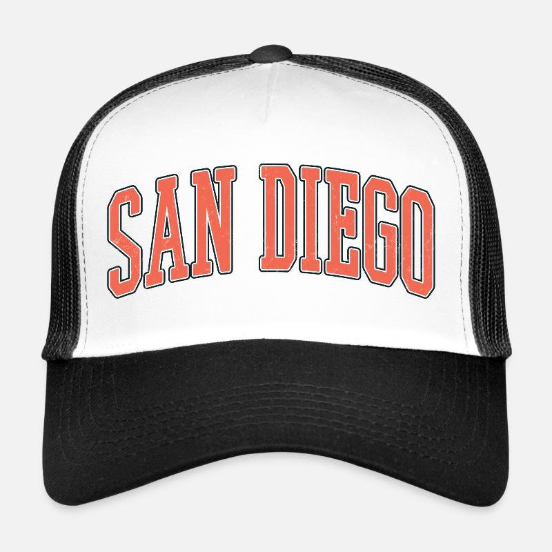 Conception des polices de blocs de San Diego - Casquette trucker  - blanc/noir