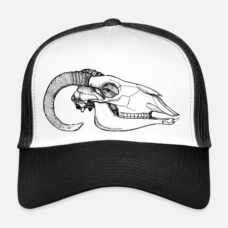 Ram Skull - Trucker Cap - white/black