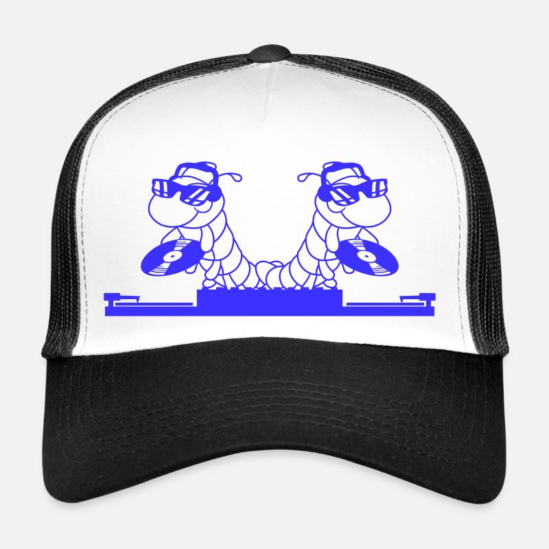 2 DJ Caterpillars Mixer Music Two Record Team - Trucker Cap - white/black