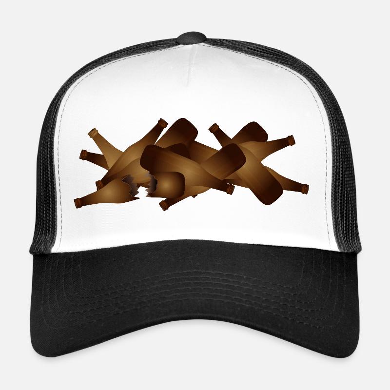 Empty brown beer bottles in a pile Trucker Cap